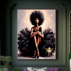 Ten Toes Down II, zwarte ballerina, balletkunst, digitale download, kunst aan de muur, wenskaart, zwarte vrouw kunst, danskunst, cadeau
