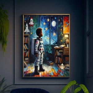 Um pequeno passo, arte de astronauta, arte de parede para impressão, arte negra, arte infantil, arte de berçário, download digital, cartão de felicitações, presente