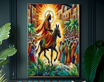 Black Jesus Palm Sunday Art, Pastor Gift (Digital Download)