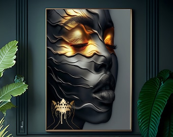Arte de mujer afroamericana de Golden Eye, impresión afrofuturista (descarga digital)