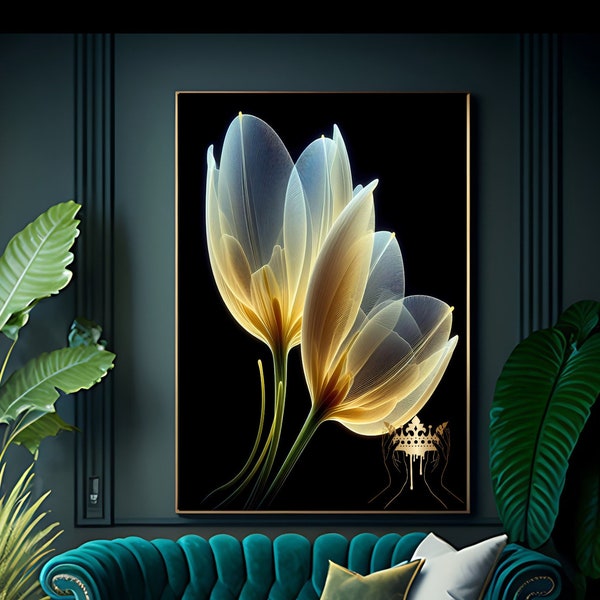 Yellow Tulip, Flower Art, Interior Design, Digital Download, Wall Art, Greeting Card, Still Life, Gift Idea Mother's Day Gift
