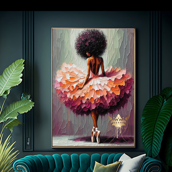 Black Ballerina Art Print, On Pointe, Dance Wall Decor (Digital Download)