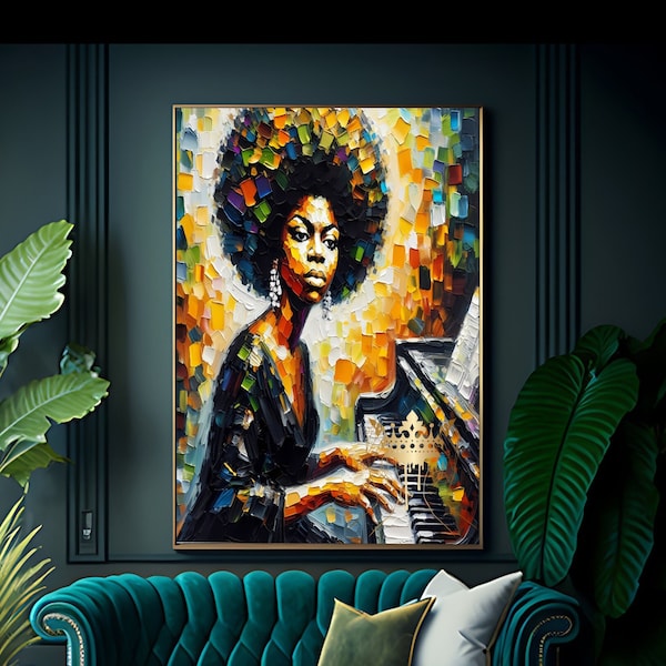 Mississippi Godd*m, Nina Simone, Jazz Art, , Printable Wall Art, Black American Art, Digital Download Greeting Card Mother's Day Gift