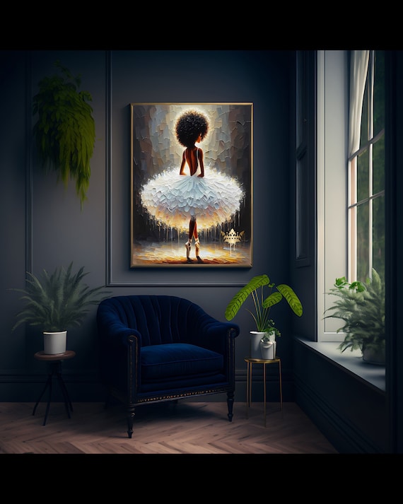 黒人バレリーナのアートプリント、白鳥の湖、ダンスアート（デジタル