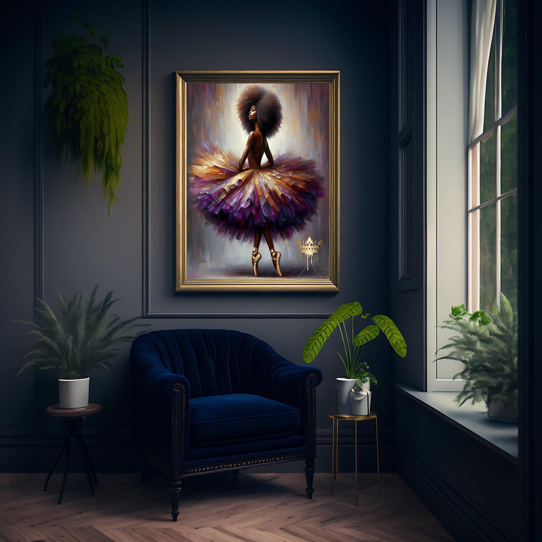 Black Ballerina Art Print, Bronzed Brilliance, Ballet Wall Art (digital ...