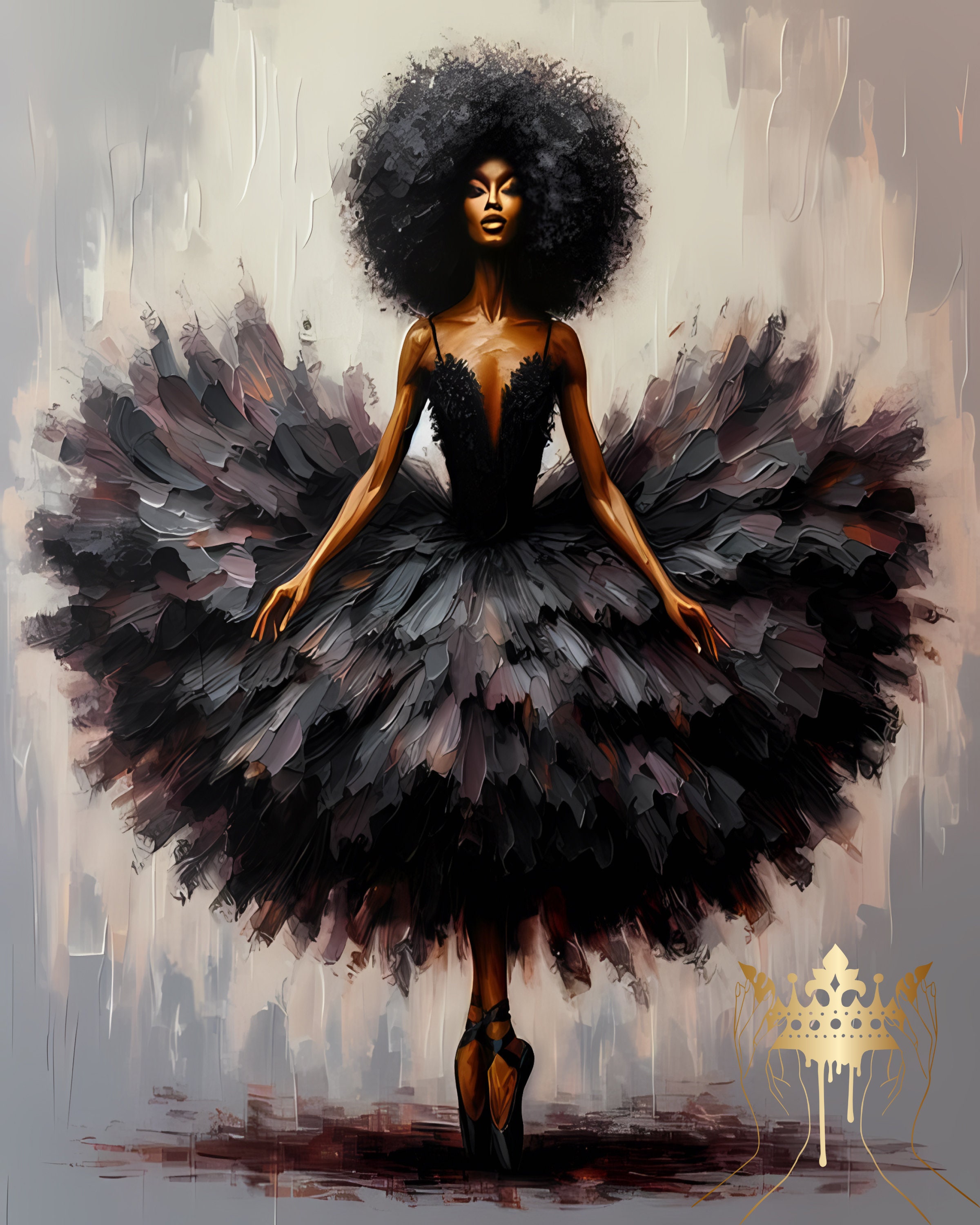 Black Swan Ballerina Art Print, Black Woman Dance (digital Download) - Etsy