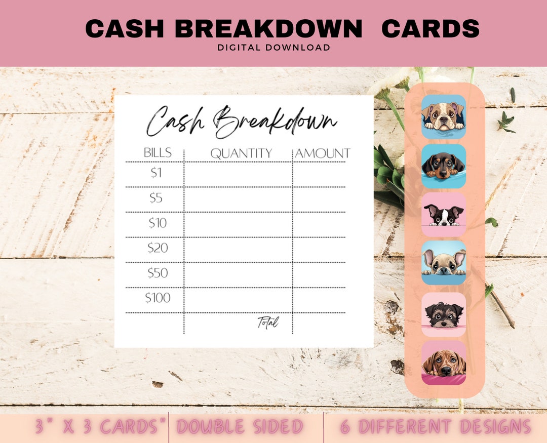 Cash Breakdown Slip Printable Bank Teller Slip, Printable Cash Slip ...