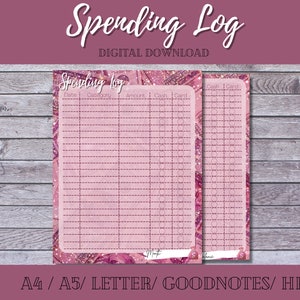 Spending Tracker | Expense Tracker Printable | Digital | Spending Log | Purchase Recorder | Transaction Log | A4, A5, Letter, Goodnotes, HP