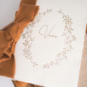 Wedding vow book White foliage letter pressed vow books boho wedding vow booklet His hers vows classic keepsake minimal beach boho image 7