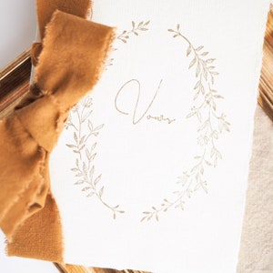 Wedding vow book White foliage letter pressed vow books boho wedding vow booklet His hers vows classic keepsake minimal beach boho image 4