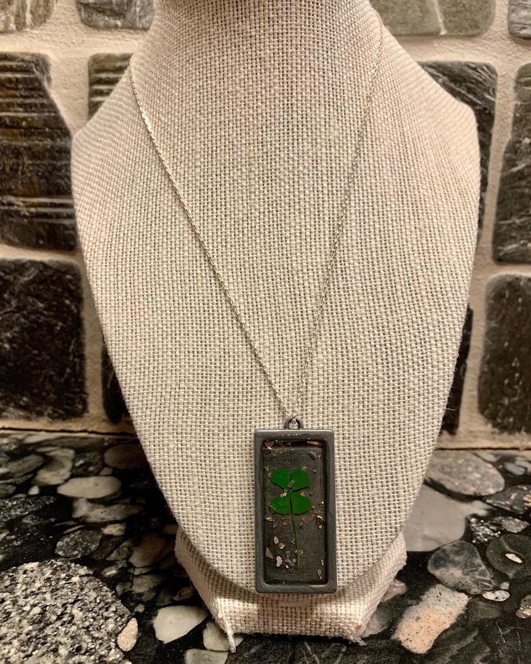 ★ROSEMONT★ Silver Green Epoxy Clover Necklace RA24B21J Clover Necklace With Green Epoxy - Etsy