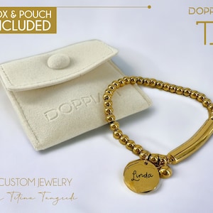 Personalized Charm Bracelets - Custom Engraved Gold Plated Jewelry for Bridesmaid, Friendship, New Moms, Best Friend. Perfect for Gifts.
