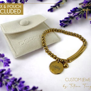 Personalized Bridesmaid Bracelets - jewelry Gifts Proposal - Custom Engraved Gold Plated Jewelry.