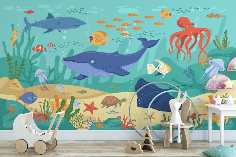 Kids Underwater Adventure Wallpaper for Room Self-adhesive - Etsy