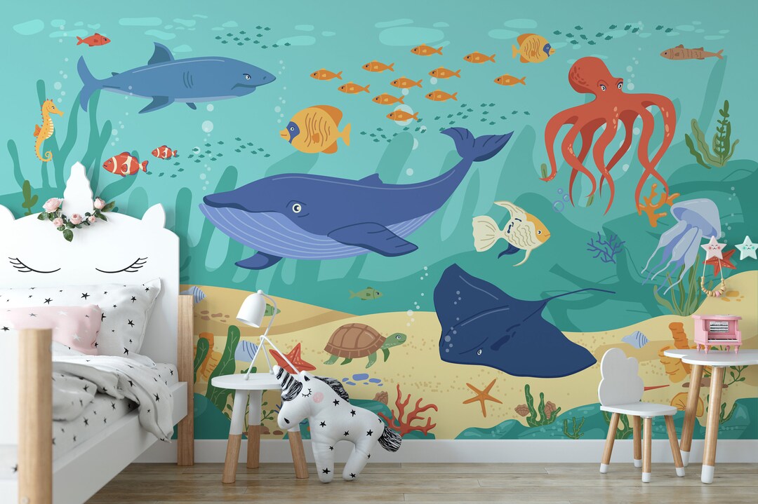 Kids Underwater Adventure Wallpaper for Room Self-adhesive - Etsy