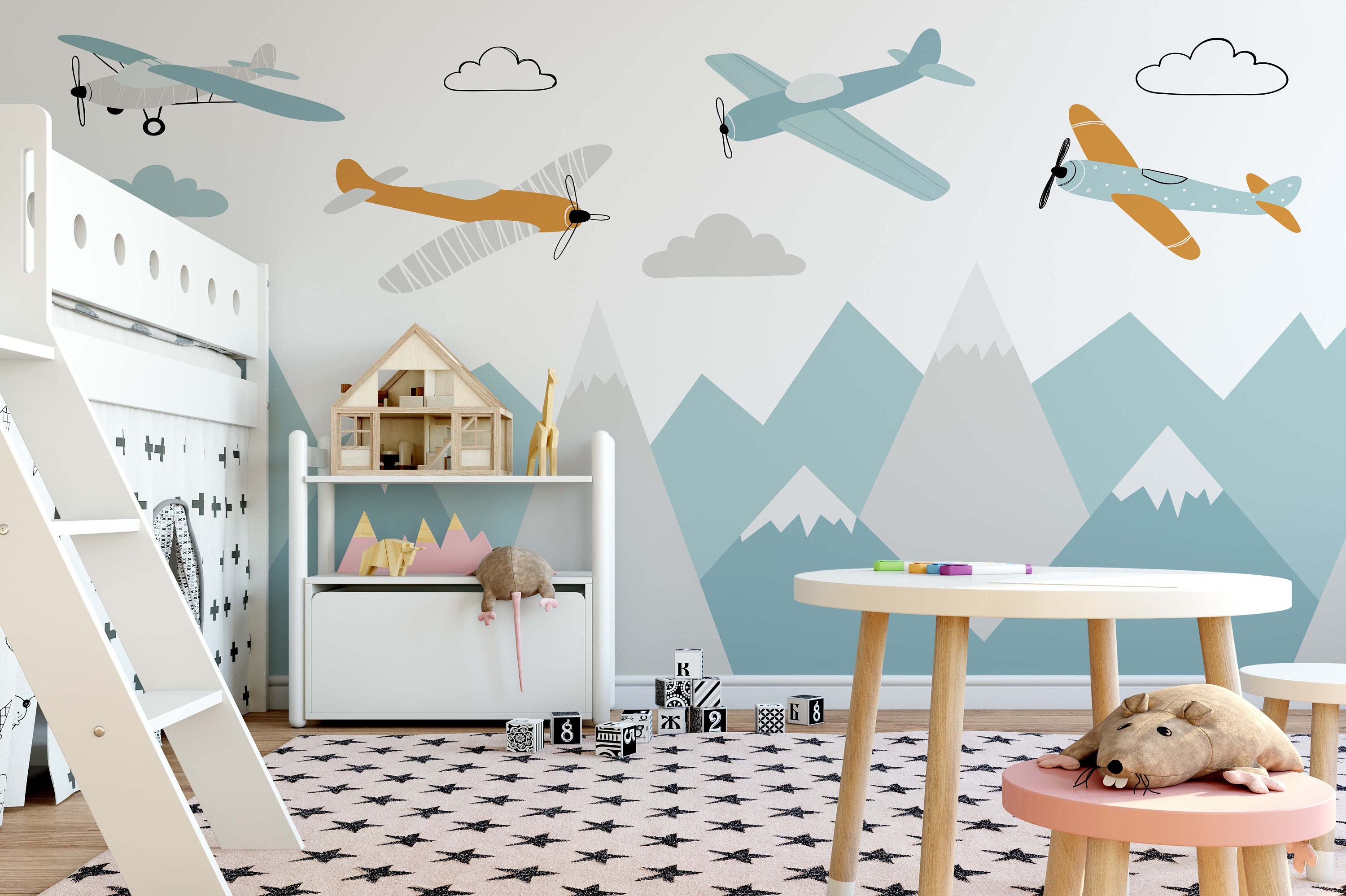Nursery Wallpaper Mountains - Etsy UK