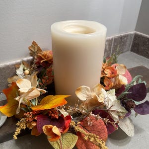 fall candle wreath - autumn candle wreath - fall decor candle wreath