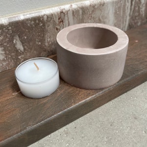 cement tealight - cement accent piece - cement holder - cement candle holder - modern round cement tealight holder