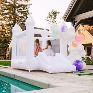 READY TO SHIP Mini White Bounce House | White Bounce House | Toddler Bounce House | Bouncy Castle | Backyard Toys |