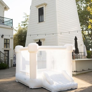READY TO SHIP Mini White Flat Top Bounce House | White Bounce House | Toddler Bounce House | Bouncy Castle | Backyard Toys |