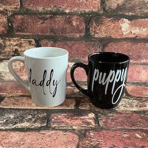 Papa en puppy aanpasbare koffiemok- wijnglas- bierpul