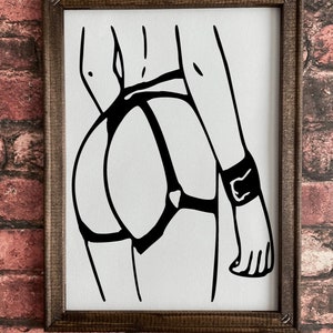 Thigh highs- Butt- Garter belt art Framed canvas lightweight framed wall art