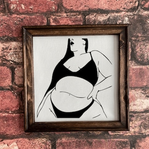 Curvy woman in lingerie beautiful- Framed canvas lightweight framed wall art
