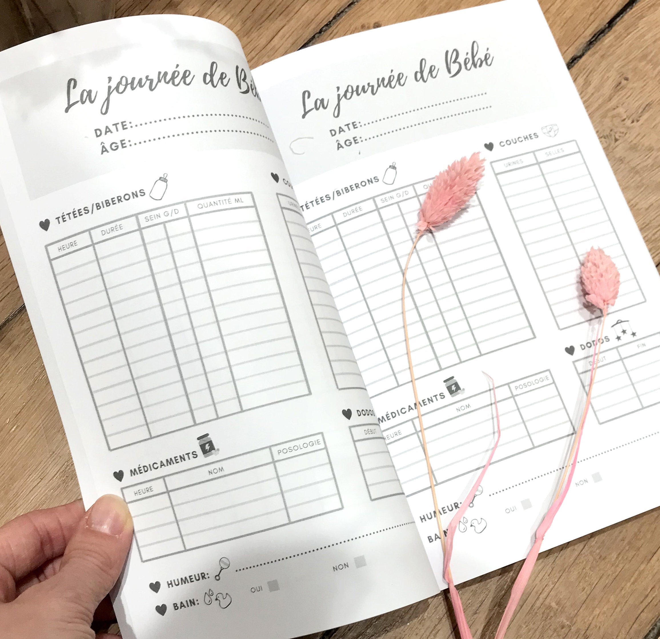 Carnet de suivi bébé: Journal de bord pour un suivi maternel de bébé, Cahier de liaison parents nounou pour suivre : alimentation, couches, bain,  médicaments, Humeur, notes…