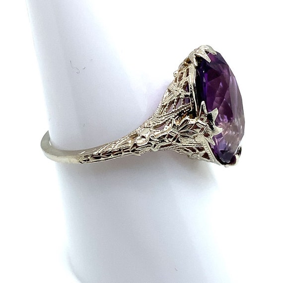 Art Deco Amethyst and White Gold Ring - image 4