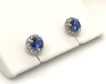 Brincos de safira e diamante do Ceilão