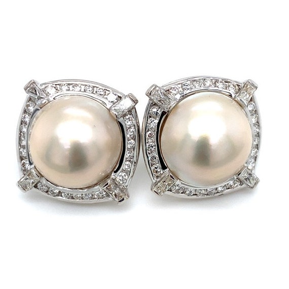 Diamond and Pearl Earrings - image 1