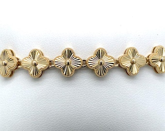 Pulsera de trébol de oro amarillo de 14 k