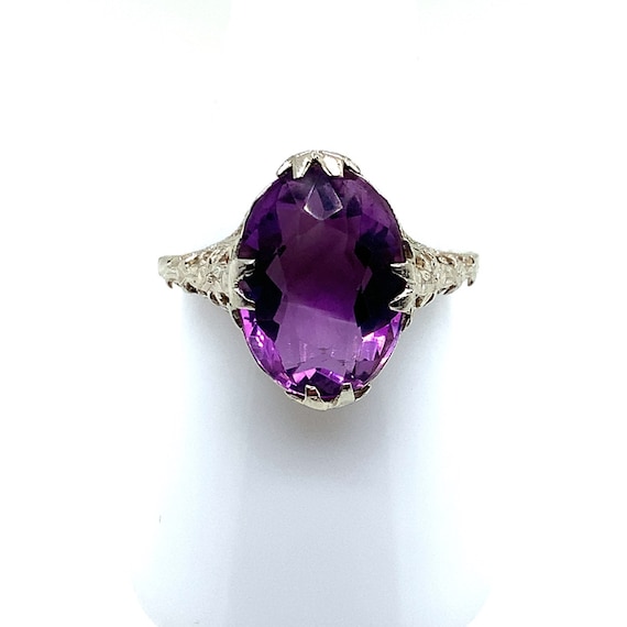 Art Deco Amethyst and White Gold Ring - image 2
