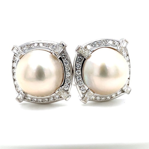 Diamond and Pearl Earrings - image 3