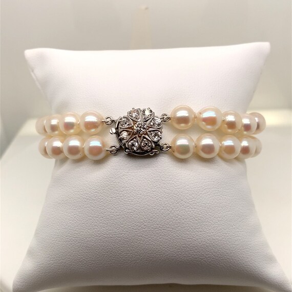 Vintage Diamond and Pearl Bracelet - image 2