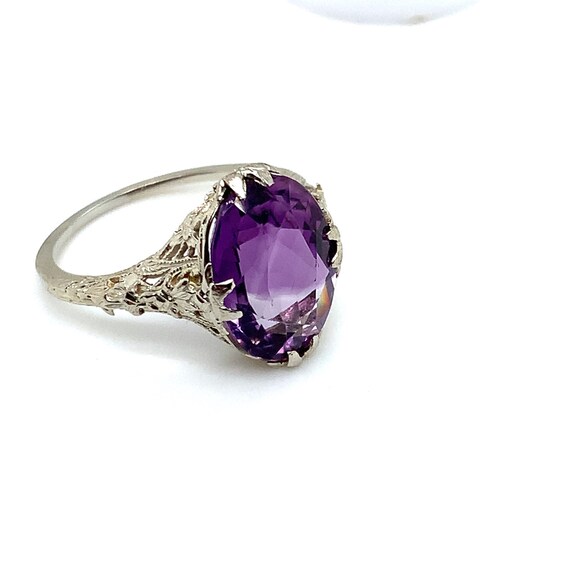 Art Deco Amethyst and White Gold Ring - image 3