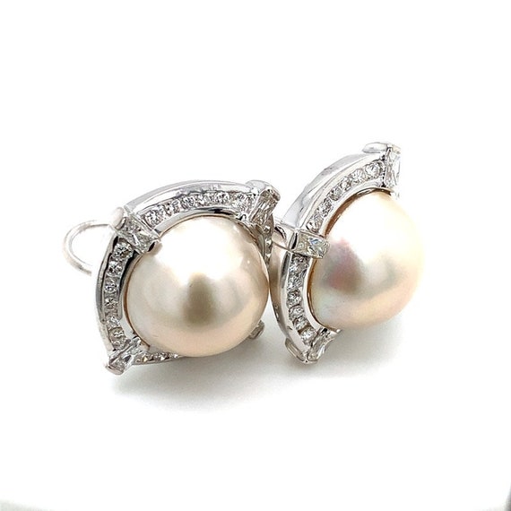 Diamond and Pearl Earrings - image 2