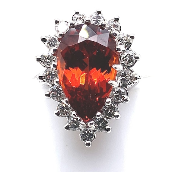 Orange Garnet and Diamond Ring (Spessartite)