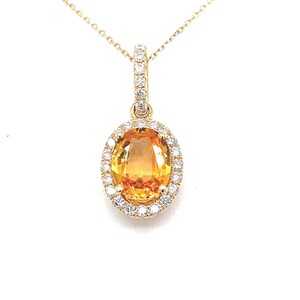 Orange Sapphire and Diamond Pendant