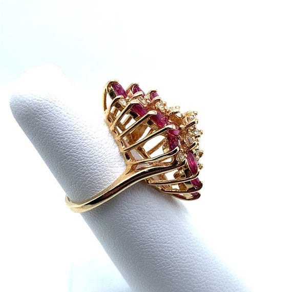 Diamond and Ruby Cocktail Ring - image 5