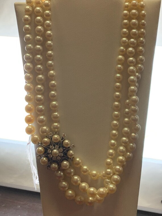 Art Deco Style Diamond and Pearl Necklace - image 4