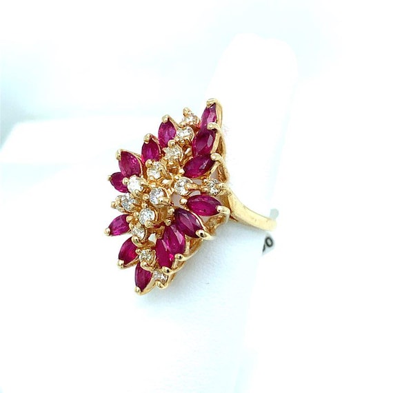 Diamond and Ruby Cocktail Ring - image 3