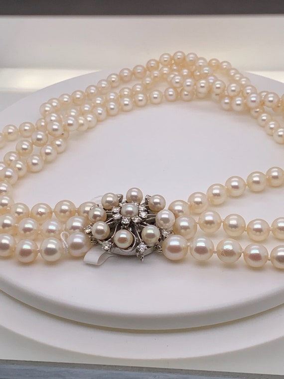 Art Deco Style Diamond and Pearl Necklace - image 2