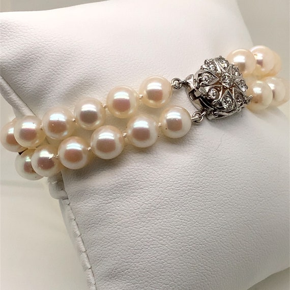 Vintage Diamond and Pearl Bracelet - image 3