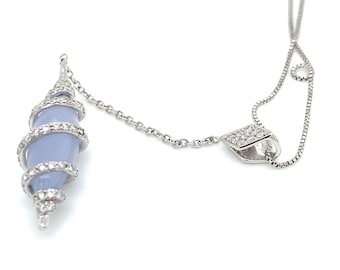 Chalcedony and Diamond Pendant