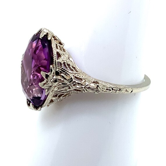 Art Deco Amethyst and White Gold Ring - image 5