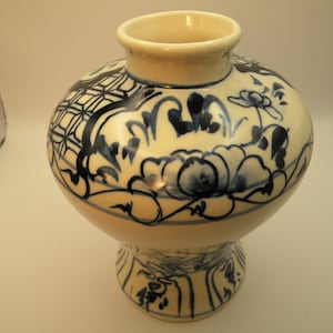 Blue White Porcelain Vase Floral Design