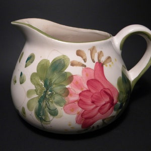 Vintage Hand Painted in Portugal Floral Ceramic Pitcher