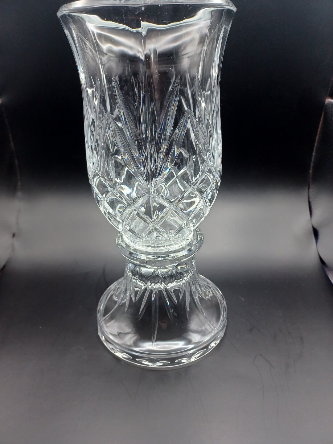 24 Lead Cut Crystal Hurricane Lamp Candle Holder 2 Pieces Partylite