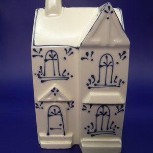 Vintage Blue and Cream Victorian House Bank Cottagecore Country